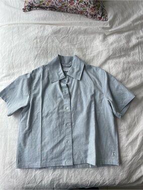 Anian Linen Blend Button-Front Shirt